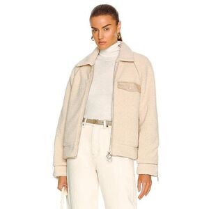 Jonathan Simkhai NWT Abigail Faux Shearling Cargo Jacket in Champagne Size M